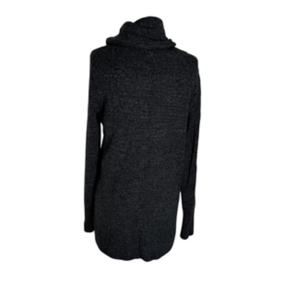 DKNY Jeans Long Tunic Cowl Neck Charcoal Gray Slight Hi/Lo Hem Sweater Size L - Picture 5 of 7
